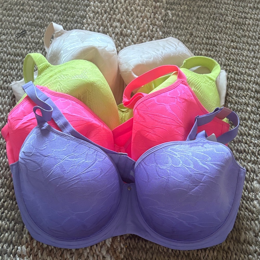 LB  Colorful Collection - Purple, Pink, Green, Cream. Lightly lined Balconette